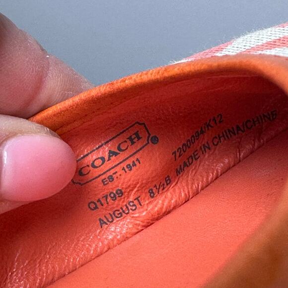 Coach Vintage Y2K Leather Signature C Orange & Cream Ballet Flats Women's 8.5 - Picture 6 of 10